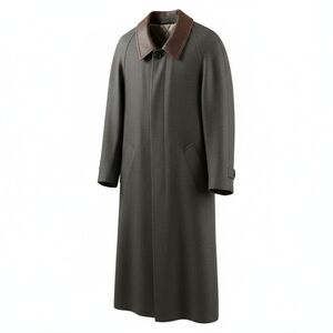Vintage Hugo Boss 100% Wool Overcoat – Leather Collar – Mens L – Classic